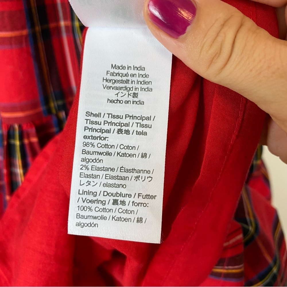 J CREW Classic Red Tartan Plaid Tiered Ruffle Midi Dress size 8 - Picture 9 of 11